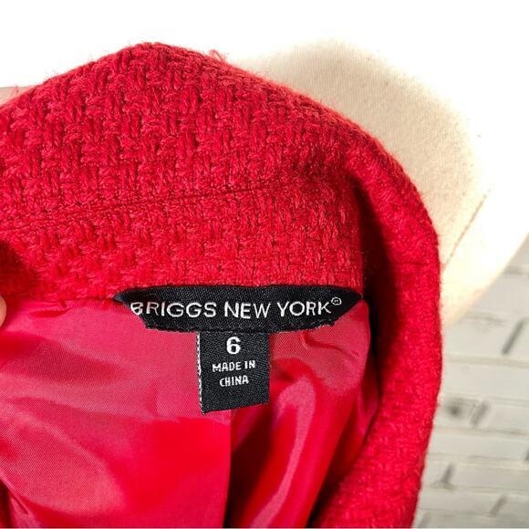 Briggs New York Red Tweed Wool Mix Long Sleeve Large Button Jacket Blazer - Picture 8 of 10